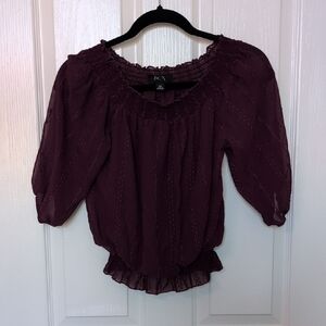 BCX Women's Plum Smocked Blouse